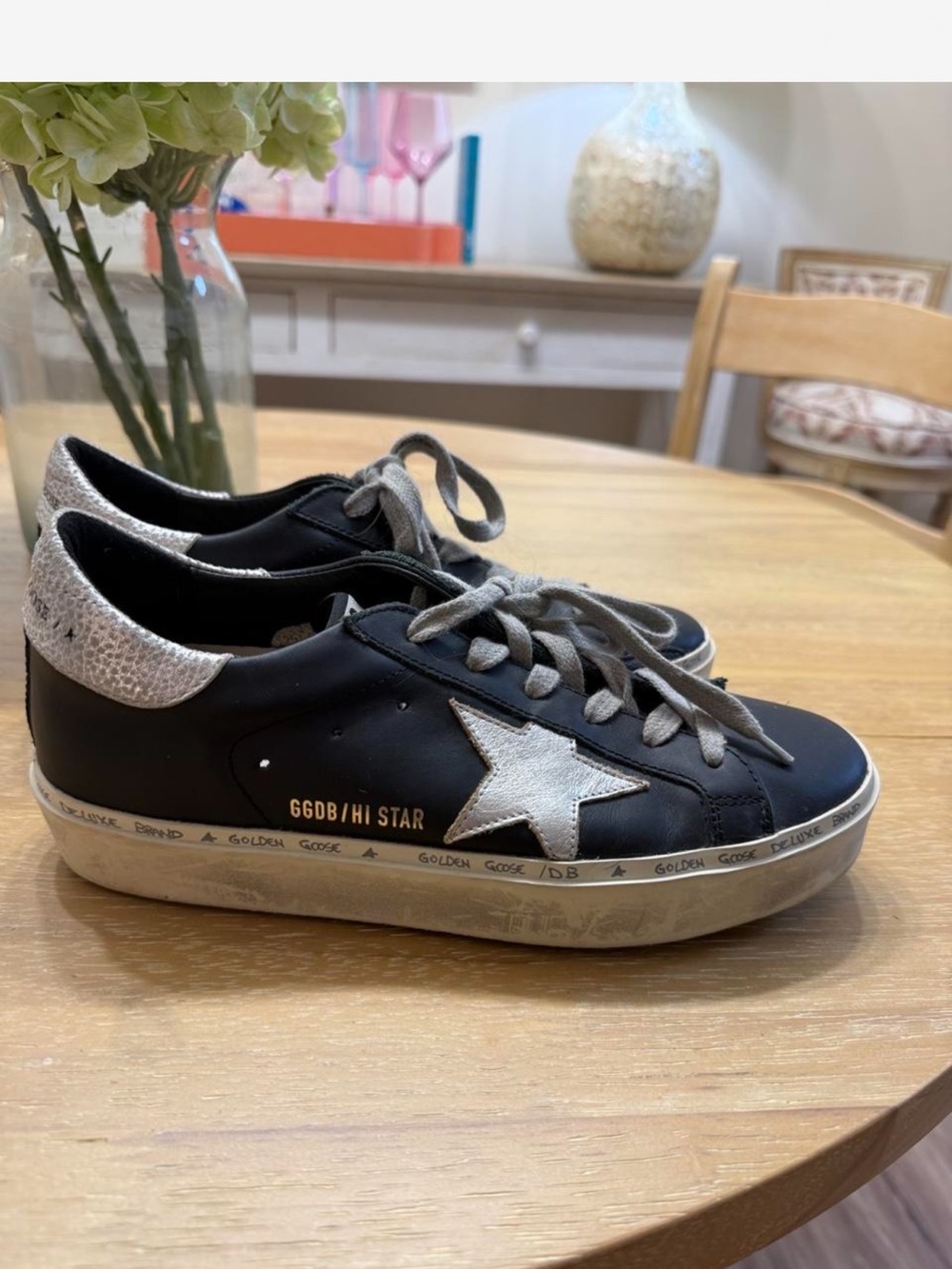Golden Goose Black Low-Top Sneakers with Silver Star and Heel